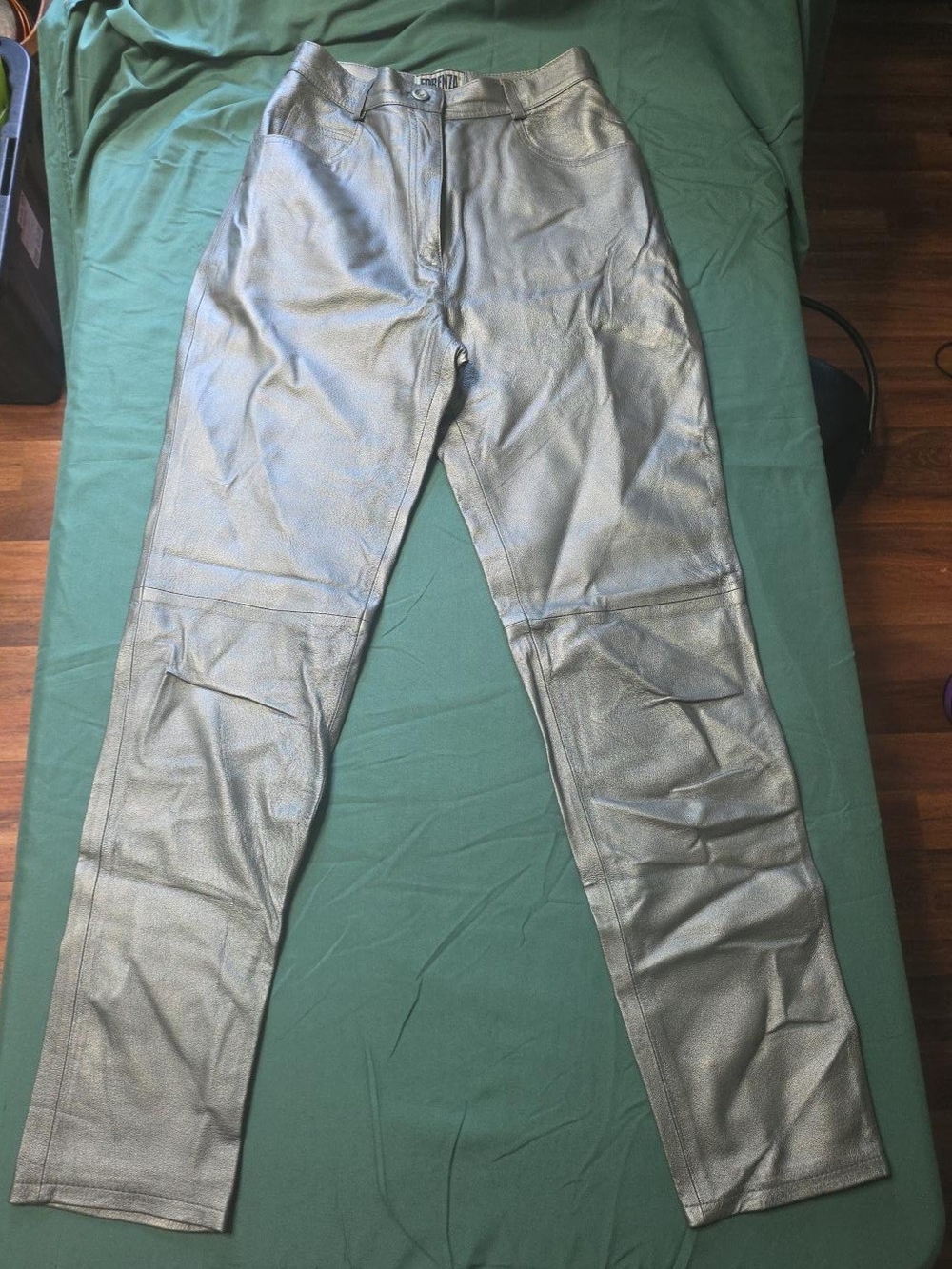 Vintage FORENZA Metallic Silver Genuine Leather High Waist Pants Women's Size 8